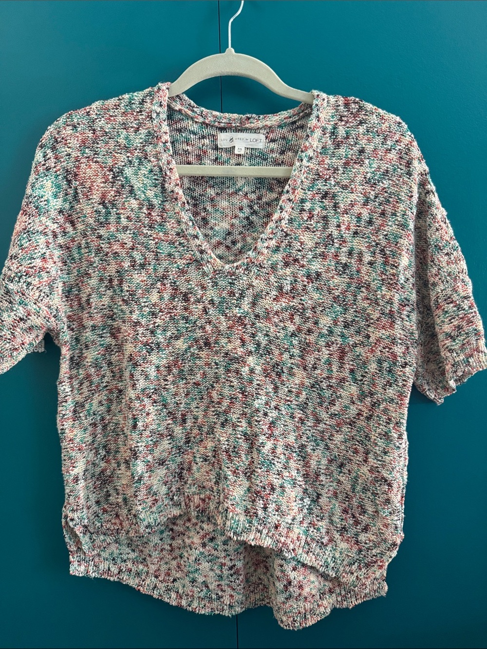 Lou & Grey for Loft Multi-Color V-Neck Knit Top XS